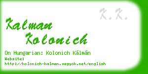kalman kolonich business card